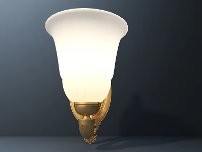 Elegant Wall Lamp With White Glass Shade And Golden Decorative Base For Indoor Decor 3d model