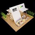 Modern Commercial Outdoor Seating Design With Canopy Tent Wooden Deck Green Plants And Tables Chairs
