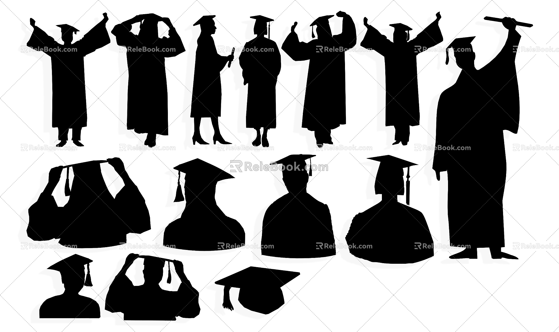 College Students Graduation Silhouette Graduates Silhouette Graduation Photo Silhouette Knowledge Knowledge Figure Wall Decoration Icon 3d model