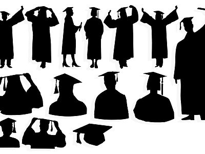 College Students Graduation Silhouette Graduates Silhouette Graduation Photo Silhouette Knowledge Figure Wall Decoration Icon 3d model