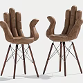 Unique Hand Shaped Leather Bar Stools With Wooden And Metal Legs