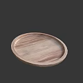 Natural Wooden Round Tray With Smooth Surface And Visible Grain Pattern 3d model