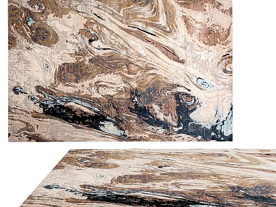 Square Rug With Abstract Artistic Swirl Patterns In Earthy Tones 3d model