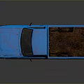 Blue Single Cab Pickup Truck With Tow Hook And Muddy Wheels