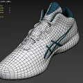 ASICS White And Blue Mid Top Basketball Shoes With Breathable Holes And White Sole