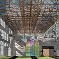 Modern Pergola Structure With Metal Framework Arched Ceiling And Concrete Walls