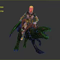 Armored Warrior Riding Fierce Reptilian Beast With Sharp Teeth And Red Saddle