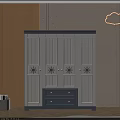 Modern White And Gray Wardrobe With Paneled Doors Drawers And Decorative Knobs 3d model