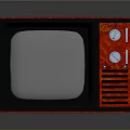 Vintage Red Retro Television With Classic Knobs And Screen Design