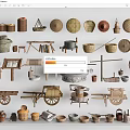 Traditional Rustic Garden Ornaments With Baskets Clay Pots Wheelbarrows And Woven Items