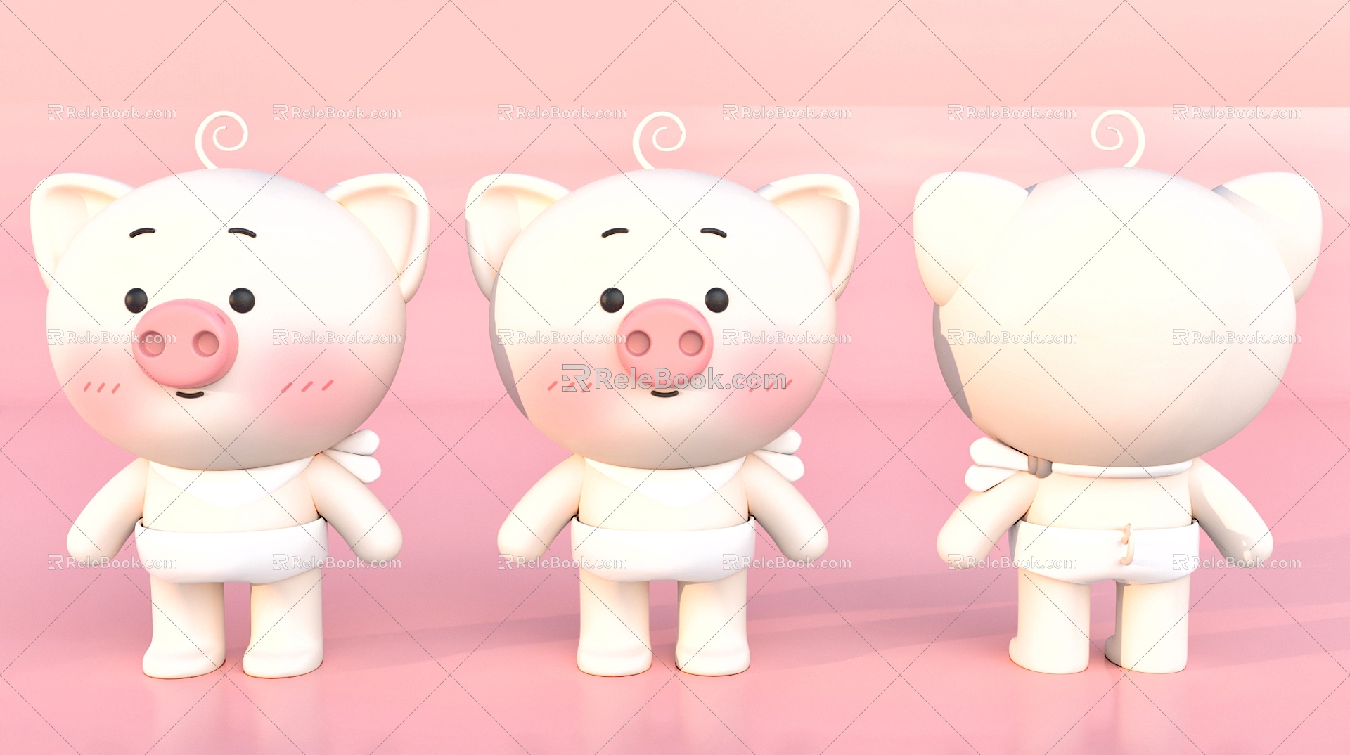 Cartoon pig cute pig toy ornaments 3d model