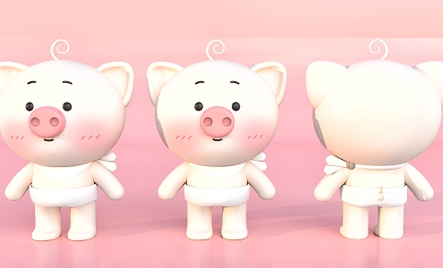 Cartoon pig cute pig toy ornaments 3d model