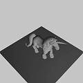 Gray Unicorn Game Movie Character With White Mane Tail Standing On Green Grass