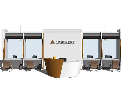 China Building Decoration Association Reception Desk With White And Brown Design In Office Area 3d model