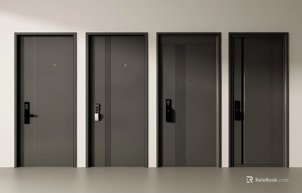 Modern Security Doors With Various Designs And High Security Lock Systems 3d model