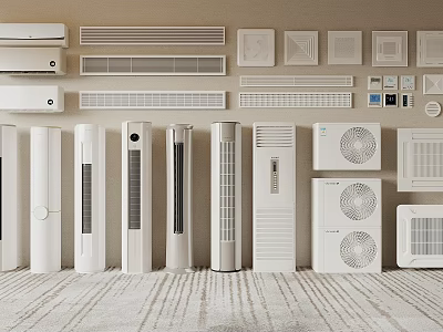 Different Types of Air Conditioners and Fans Displayed 3d model