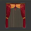 Red And Gold Velvet Curtain With Sheer Center Panel And Golden Tassel Accents