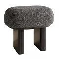 Modern Gray Fabric Upholstered Ottoman With Black Wooden Legs For Living Room