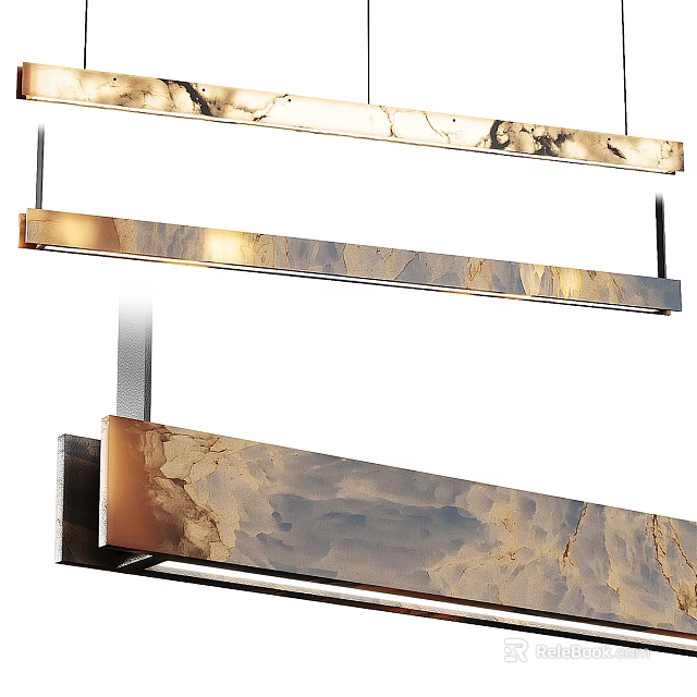 Modern Long Strip Ceiling Light With Marble Texture And Elegant Design 3d model