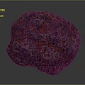 Dark Colored Natural Stone With Red Glowing Spots And Intricate Surface Texture