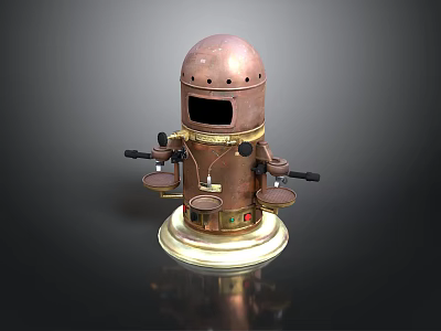 Electronic Appliance Copper Robot Shaped Design With Rotating Arms Control Panel And Stable Base 3d model