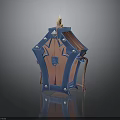 Ornate Decorative Chest With Blue Pink Panels White Spike Accents And Candle Top