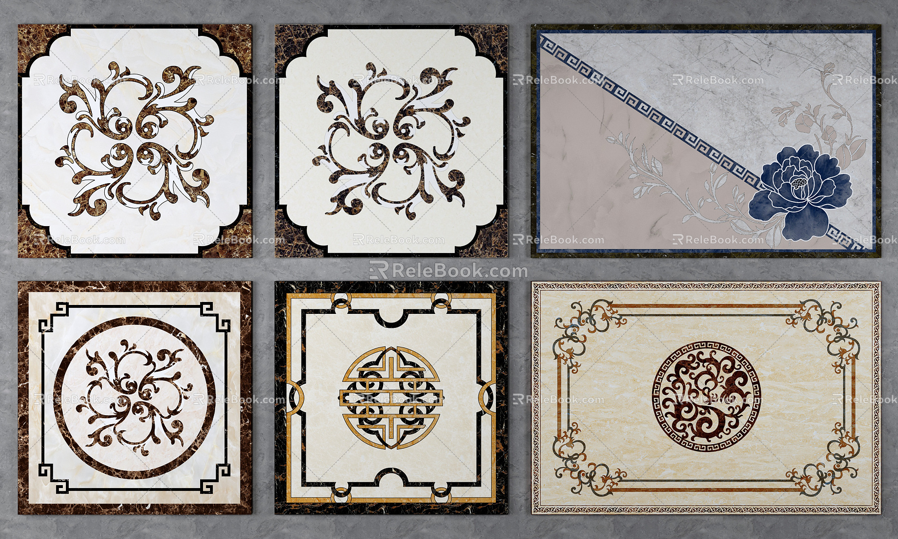 New Chinese floor tile floor tile mosaic 3d model