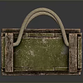 Green Wooden Crate With Danger Sign Metal Clasps And Rope Handles