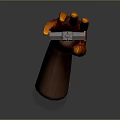 Flaming Sword Held by a Hand with Fiery Effect on Gray Gradient Background