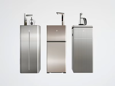 Three Modern Silver Standing Water Dispensers With Sleek Design For Home Use 3d model