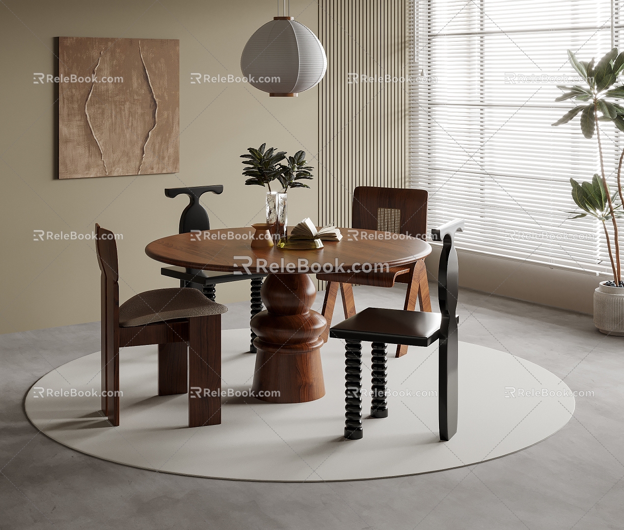 Quiet Table and Chair Combination 3d model