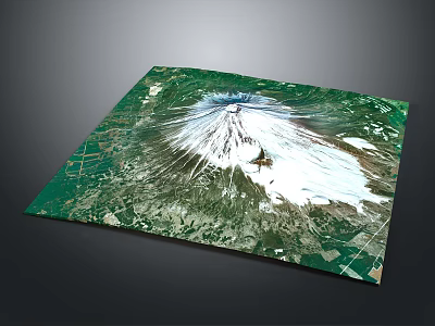 Garden Landscape Showcasing Mount Fuji With Green Vegetation And Natural Terrain Satellite View 3d model