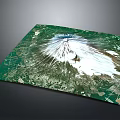 Garden Landscape Showcasing Mount Fuji With Green Vegetation And Natural Terrain Satellite View