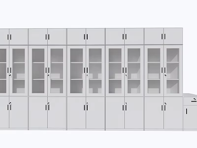 Modern White Modular Bookcase With Glass Doors And Storage Cabinets 3d model
