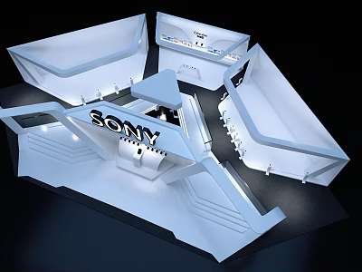 Sony Modern Exhibition Booth Design With Sleek Layout And Display Areas 3d model