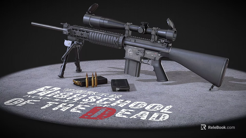 High Precision Tactical Rifle With Optic Scope Magazine And Bullets 3d model