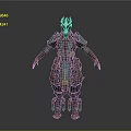 Armored Fantasy Character And Biomechanical Creature 3D Model With Teal Brown Design Features