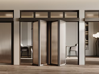 Modern folding door glass door Changhong glass door sliding door 3d model