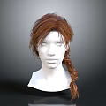 Realistic Human Head Model With White Face And Long Red Braided Hair