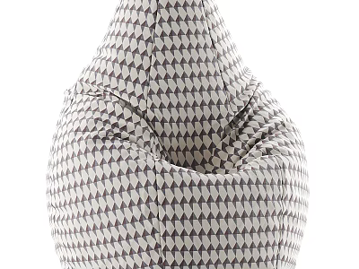 Stylish Diamond Pattern Gray and White Bean Bag Chair with Modern Fabric Design 3d model
