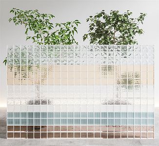 Modern glass brick colored glass brick partition transparent brick wall glass brick combination colored glass brick gradient glass brick 3d model