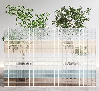 Modern glass brick colored glass brick partition transparent brick wall glass brick combination colored glass brick gradient glass brick 3d model