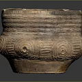 Handcrafted Clay Pot As Daily Use Item With Spiral Patterns Rough Texture And Chipped Rim