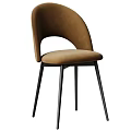 Modern Single Chair With Curved Backrest Upholstered Seat Black Metal Legs And Multiple Color Choices