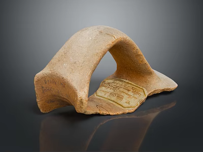 Ancient Clay Sculpture with Arch Structure and Carved Characters on Base 3d model