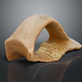 Ancient Clay Sculpture with Arch Structure and Carved Characters on Base 3d model