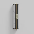 Contemporary Chinese Wall Sconce With Vertical Metal Frame And Fretwork Pattern Warm Light Glass Shade