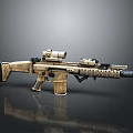 Tactical Tan Assault Rifle with Scope and Rail System Design Features 3d model