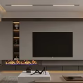 Modern Dining and Living Room Interior Design With Open Layout Dining Table Sofa And Fireplace 3d model