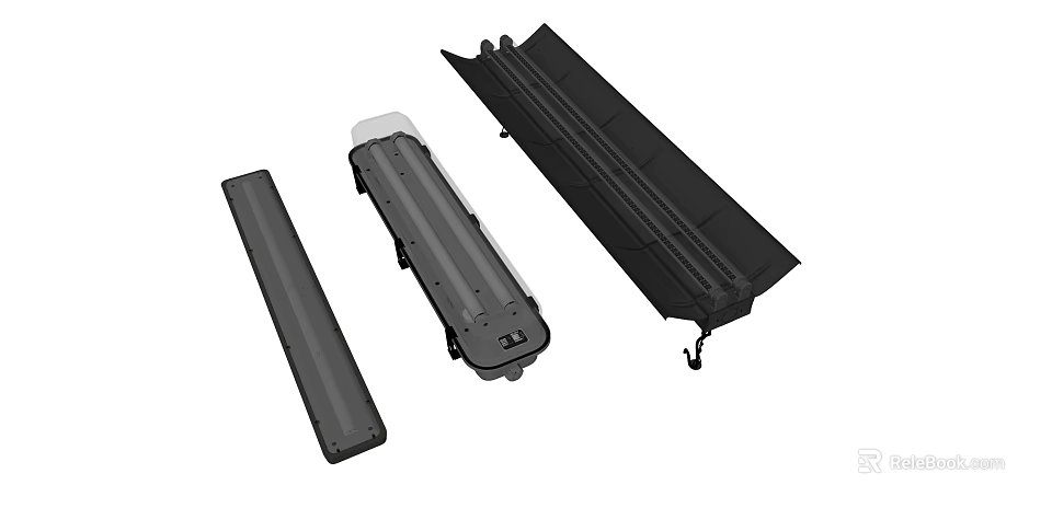 Black Long Strip Components Featuring Different Structures And Hook Design Elements 3d model 